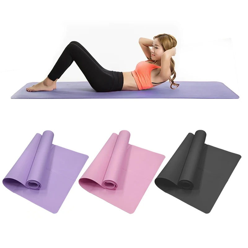 Woman stretching on premium anti-slip yoga mat